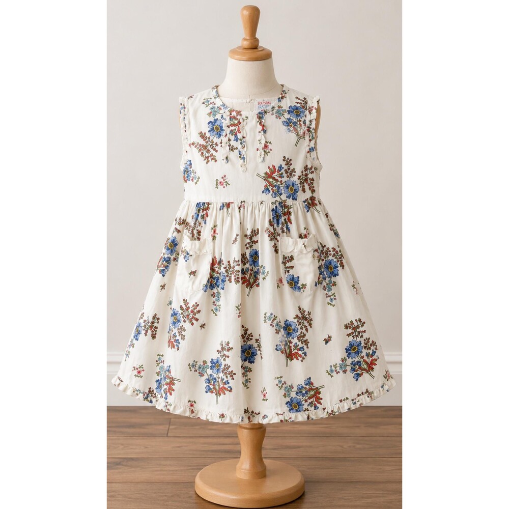 Vintage Room Seven Girls Floral Dress Size 3T Dutch Designer Cotton Sleeveless